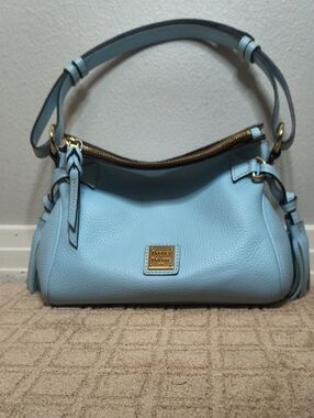 Dooney & Bourke Light Blue Pebbled Leather Shoulder Bag with Gold Hardware
